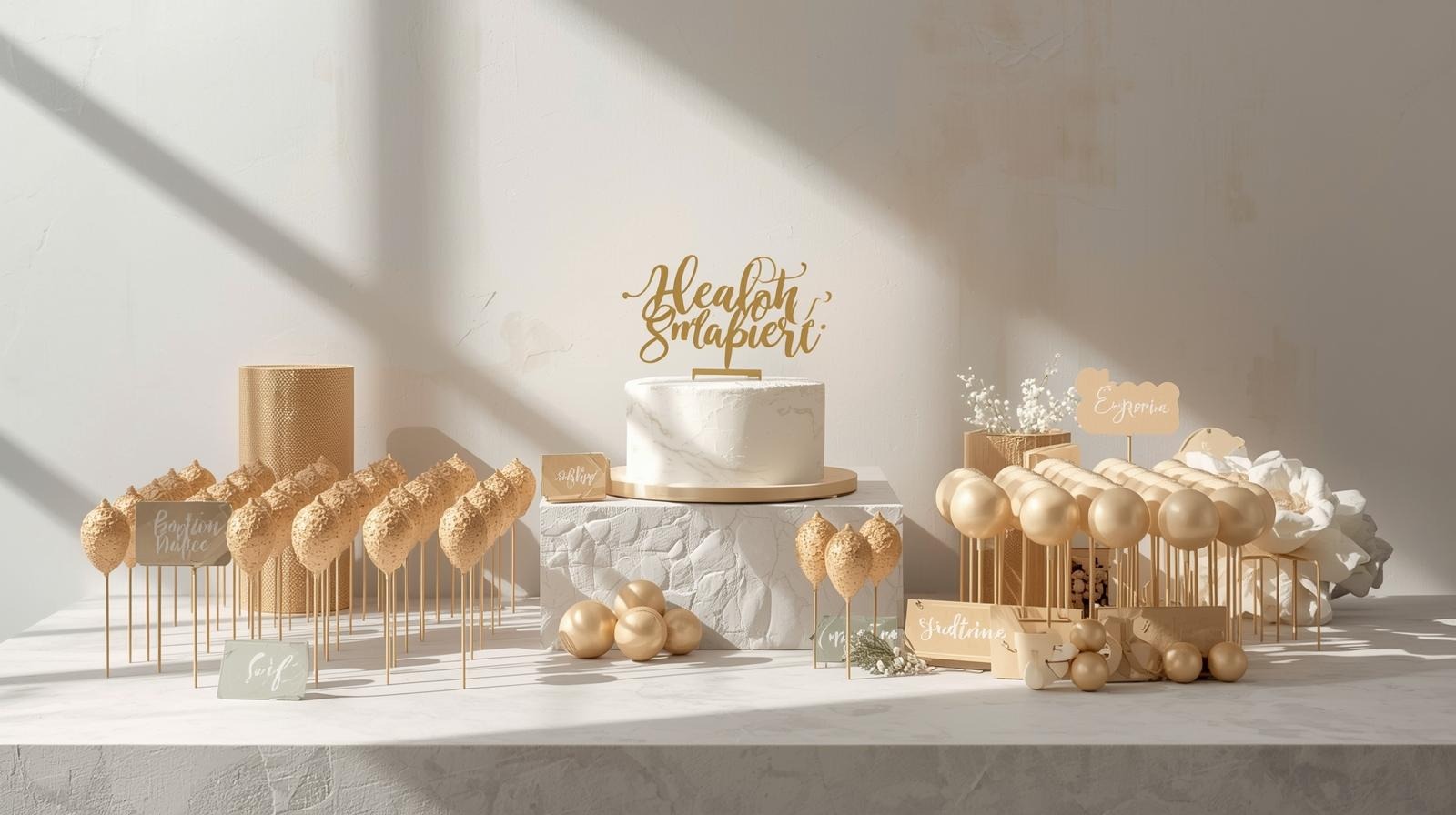 Exklusiva och personliga bröllopsdekorationer i guld för en lyxig dukning